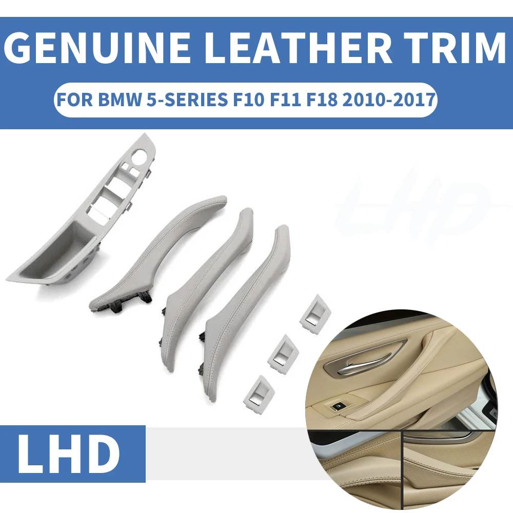Genuine Leather Left Hand Drive LHD For BMW 5 series F10 F11 F18 Gray Car Interior Door Handle Inner Panel Pull Trim Cover Arm Genuine Leather Left Hand Drive LHD For BMW 5 series F10 F11 F18 Gray Car Interior Door Handle Inner Panel Pull Trim Cover Arm