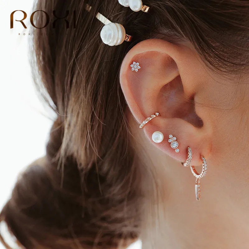 Серьги гвоздики Женские Треугольные из серебра 925 пробы с