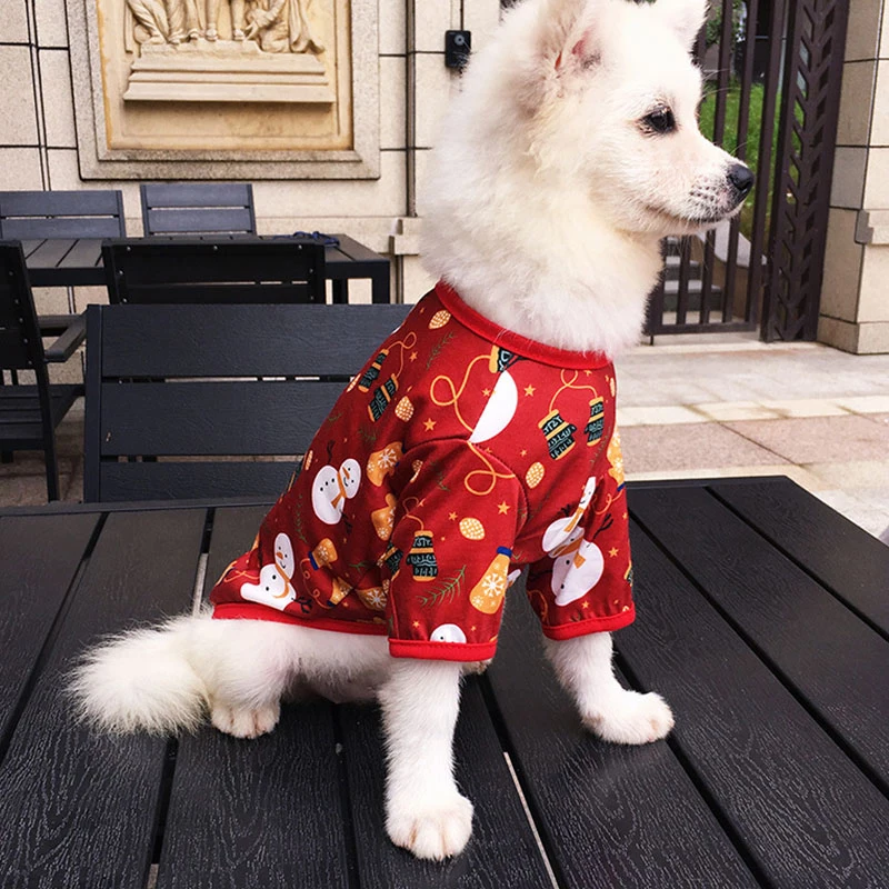 

Christmas Dog Clothes Cartoon Pet Vest Teddy Clothes For Dogs And Cats New Year Puppy Vest Shirt Christmas Snowman Pet Clothes