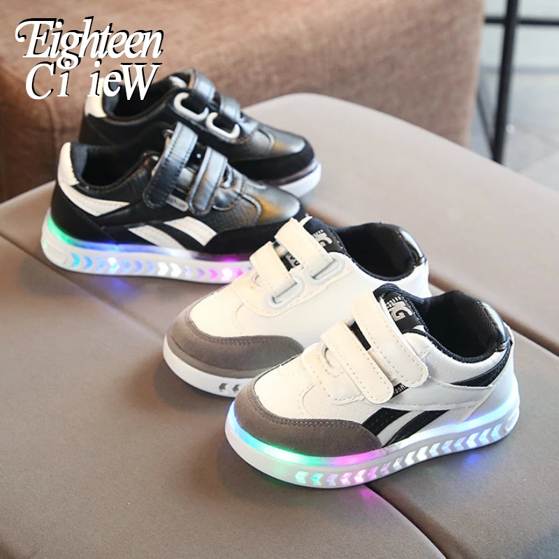 

Светящиеся кроссовки, детская обувь, детские кроссовки из ПУ кожи, водонепроницаемая Спортивная обувь для мальчиков, теннисная дышащая дет...