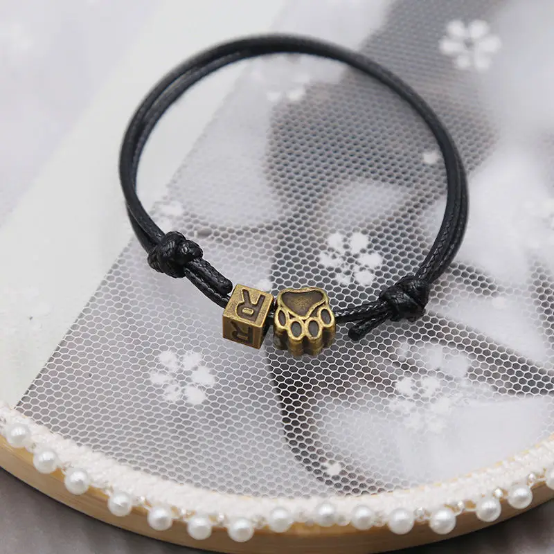 Новые модные браслеты для женщин и мужчин браслет с буквами A~ Z и бронзовые следы браслет с подвесками ручная работа Веревка Цепь - Окраска металла: R