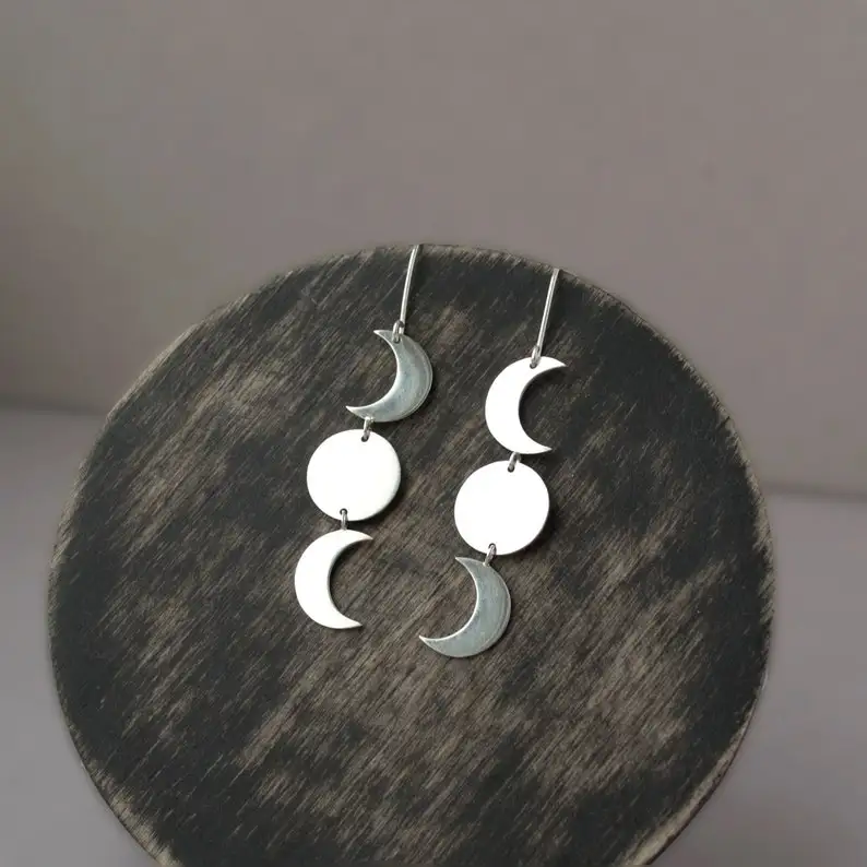 Серьги в виде фазы Луны серьги богини тройной ведьмы стиле бохо из стерлингового