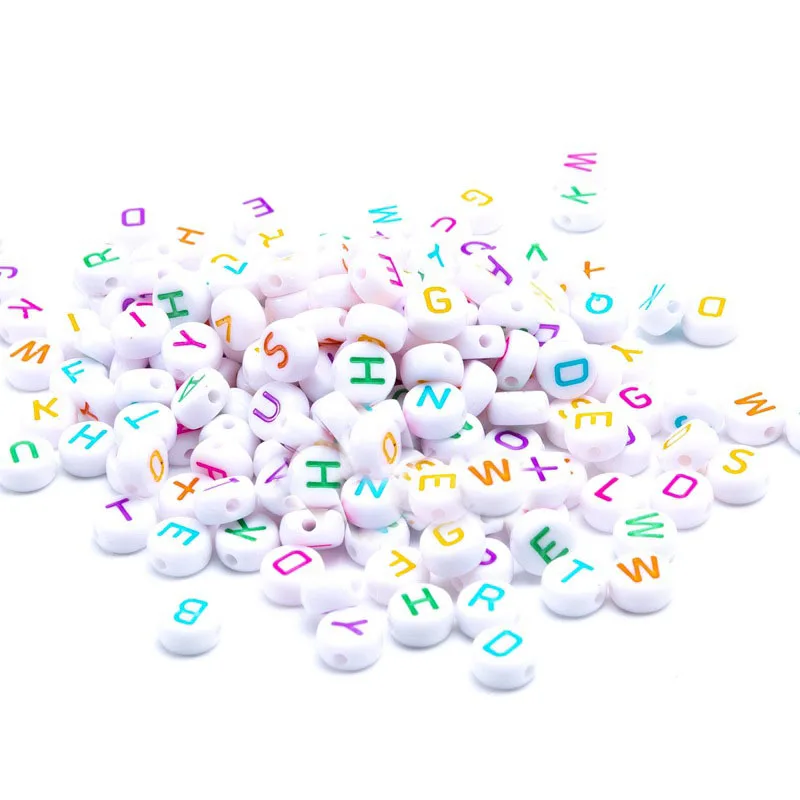 

Factory Direct Sell 4*7MM Mixed A-Z Colorful Flat Round Plastic Acrylic Letter Alphabet Beads for DIY Jewelry Bracelet Making