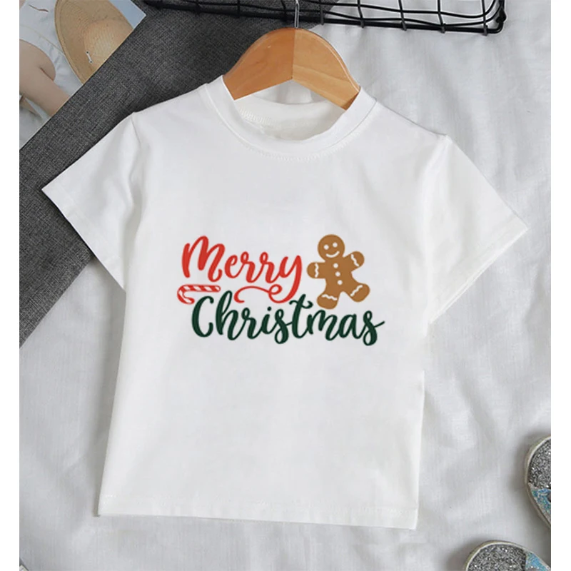 

Рождественские буквы, новейший милый малыш, с коротким рукавом, мультяшный аниме принт, одежда для девочек, повседневная забавная одежда с п...