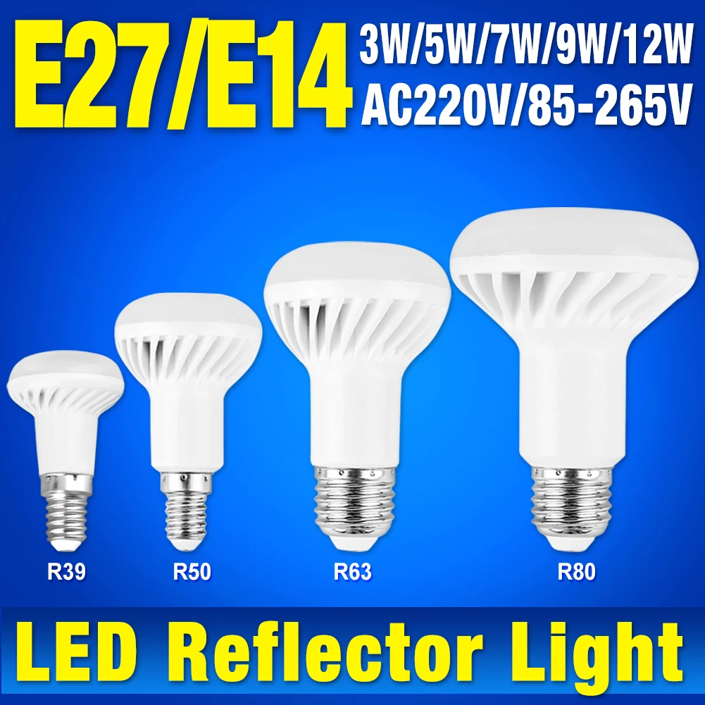 

R39 R50 R63 R80 Mushroom E27 E14 Led Bulb Bombillas Lamp cfl Ampoule Spotlight Light Lampada Saving 3W 5W 7W 9W Energy 220V 110V