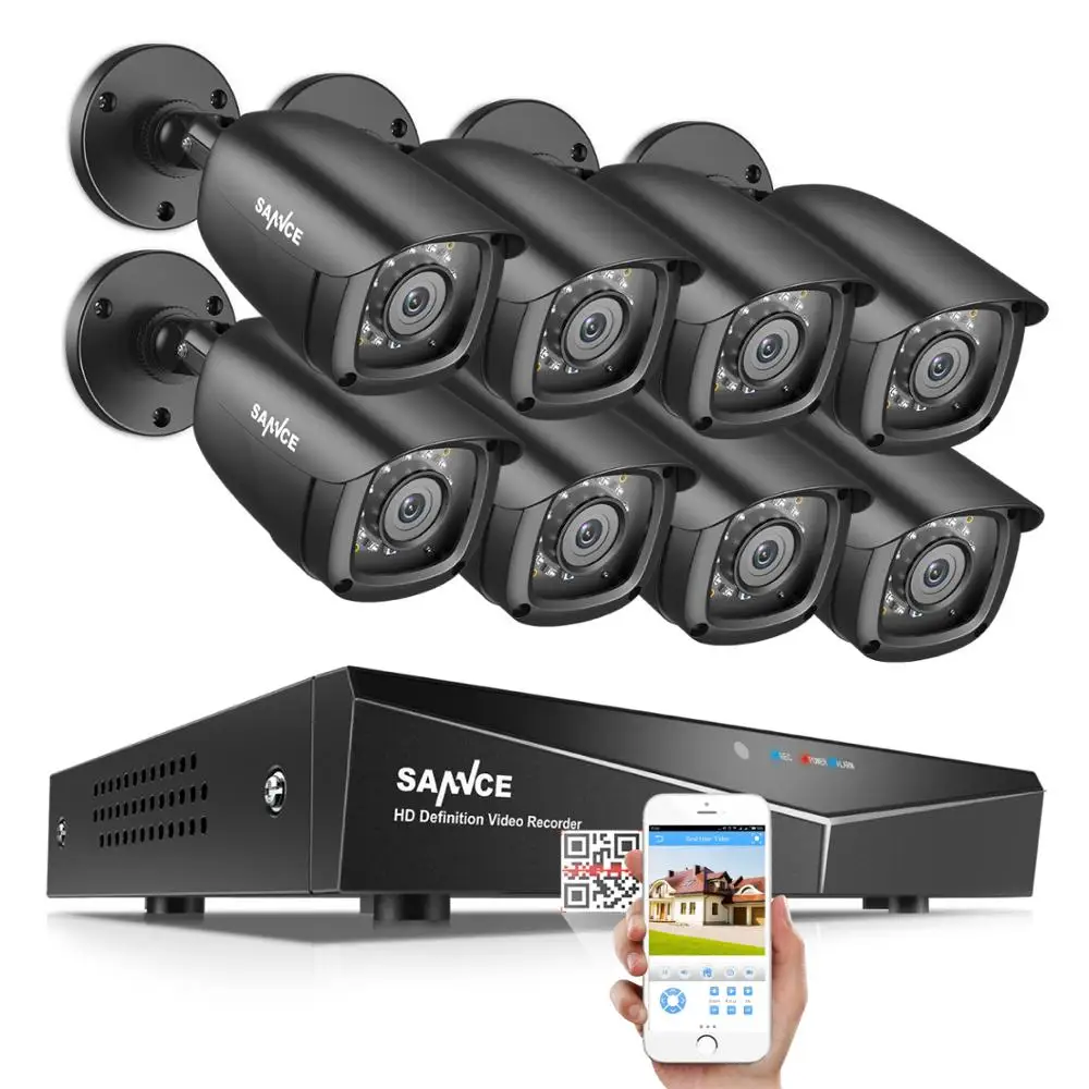 SANNCE 8CH DVR 1080P CCTV System Video Recorder 4/8 PCS 2MP Home Security Waterproof Night Vision Camera Surveillance Kits