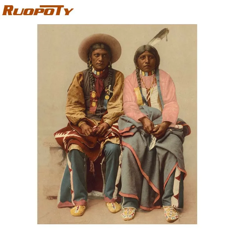 Ruopoty Рамка Картина классический пейзаж Diy Краска ing по номерам Акриловая Краска на холсте Ручная Краска ed для дома стены художественные украшения - Цвет: 90823-6