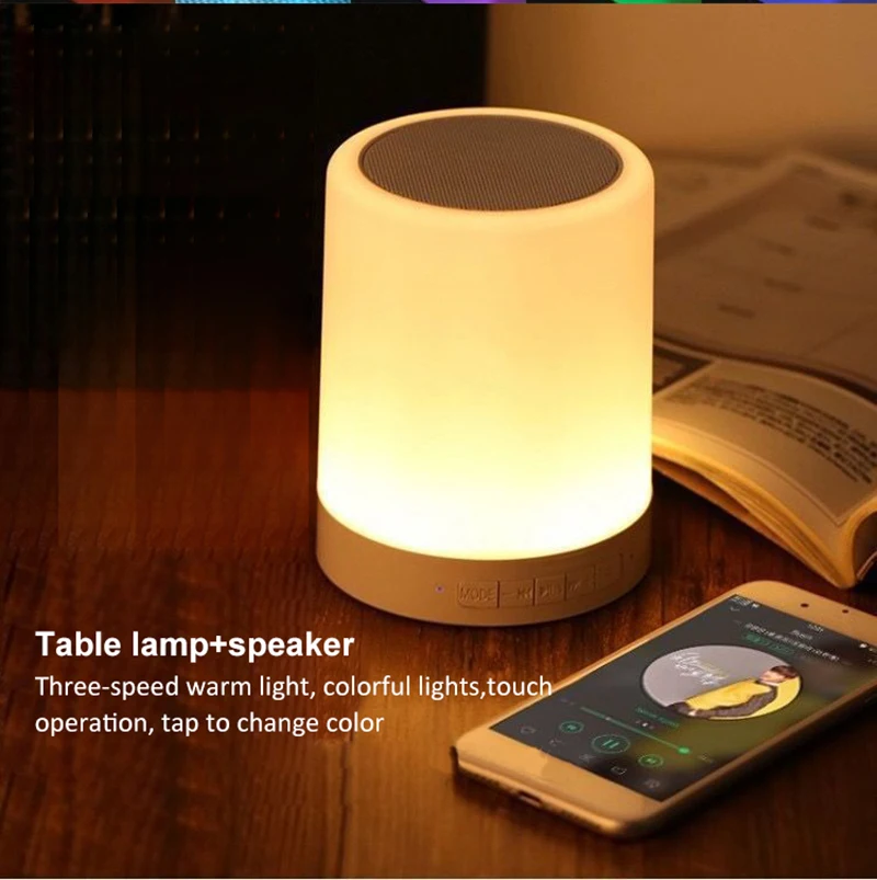 LED Nachtlicht Tragbare Drahtlose Lautsprecher Bunte Musik Box Außen Leistungsstarke Party Hause Smart Touch caixa de som TF Karte AUX