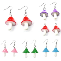 funny cute mushroom drop earrings acrylic resin tassel dangle earrings 1pair unique 2022 new christmas gifts women girl jewelry