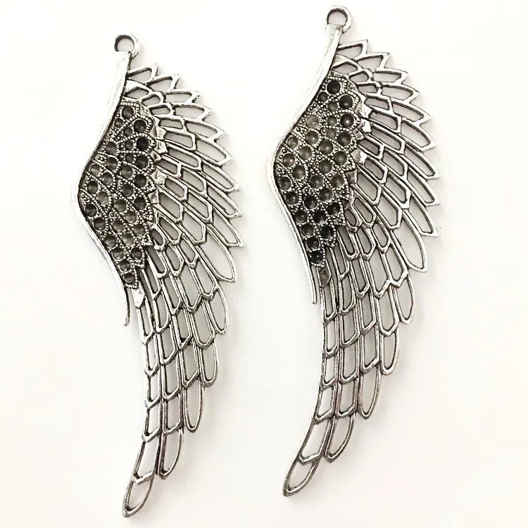 

Jewelry Making Charms 1 Pieces 108x38mm Antique Silver Color Hollow Wings Pendants