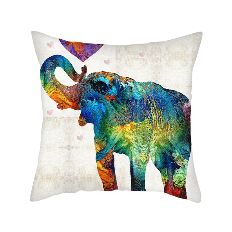Fuwatacchi Cartoon Pattern Cushion Cover Elephant Photo Pillow Covers New Cute for Home Sofa Decorative Throw Pillowcase 45*45cm | Дом и сад
