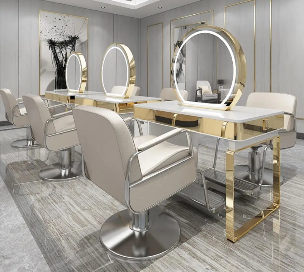 

Barber shop special mirror table, hairdresser mirror table stainless steel