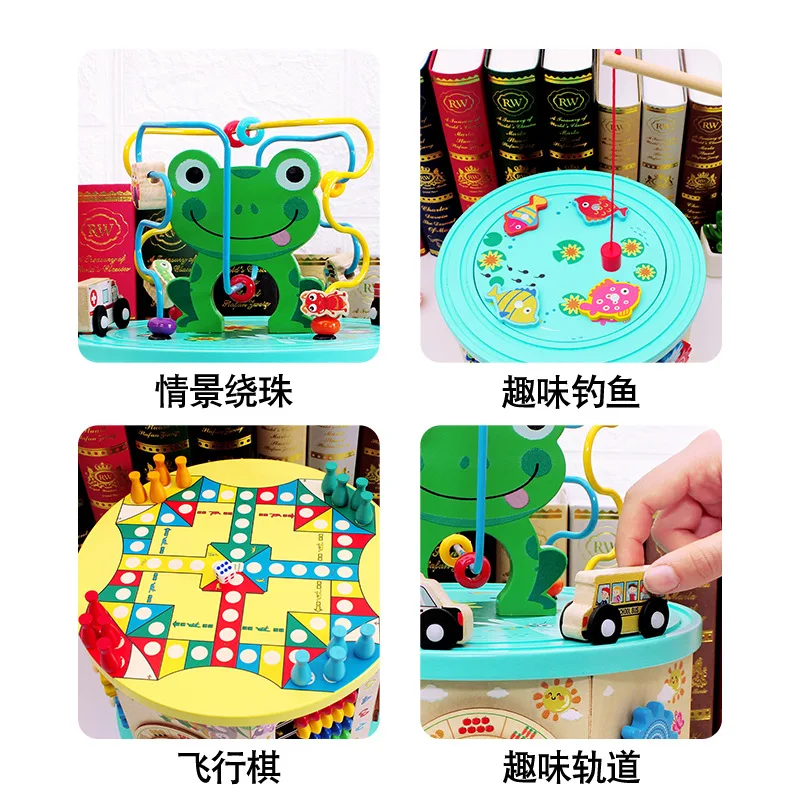 

Toy Wooden Seven-Sided Multi-Function Large Bead-Stringing Toy Treasure Chest Children's Learning Early Education and Wisdom