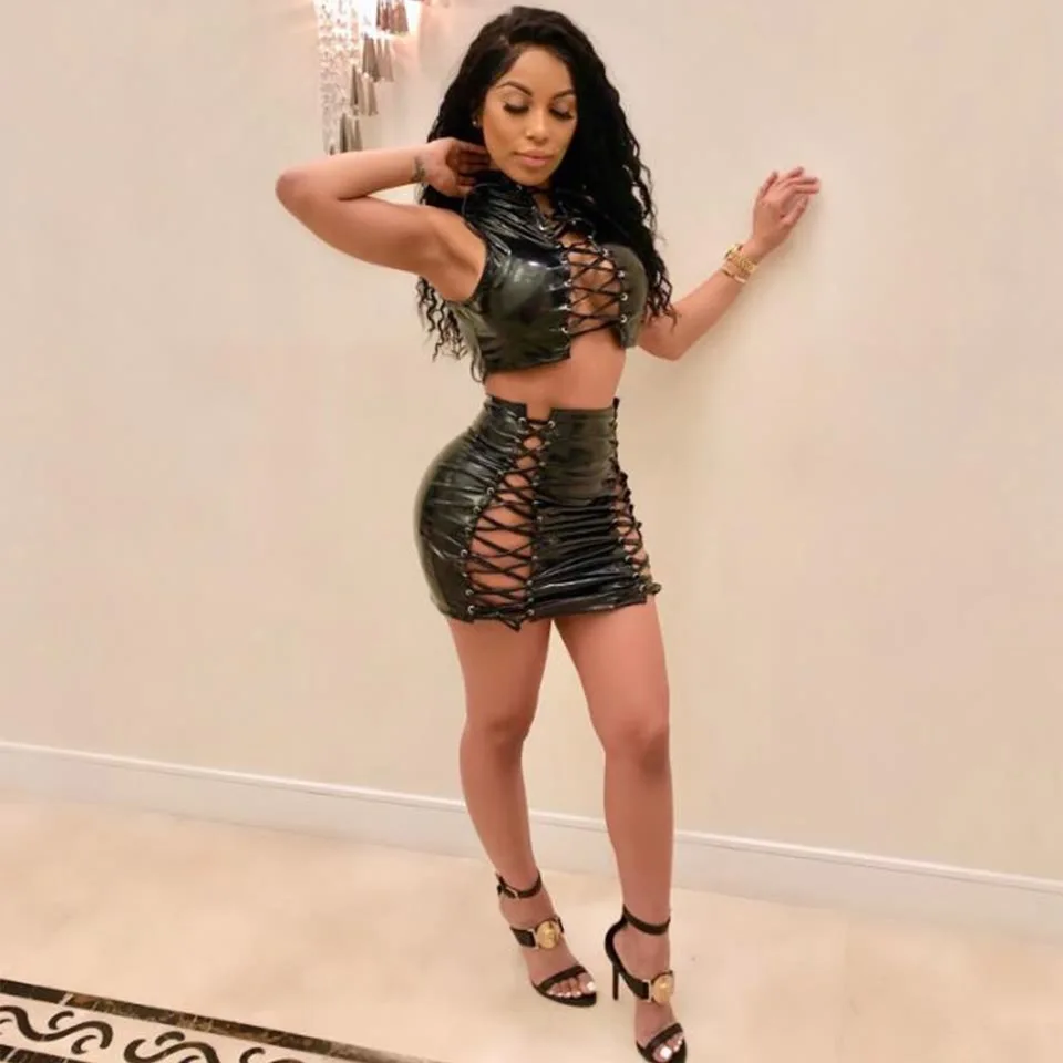 

Women's warm sexy bandage hollow out nightclub suit sells 7982