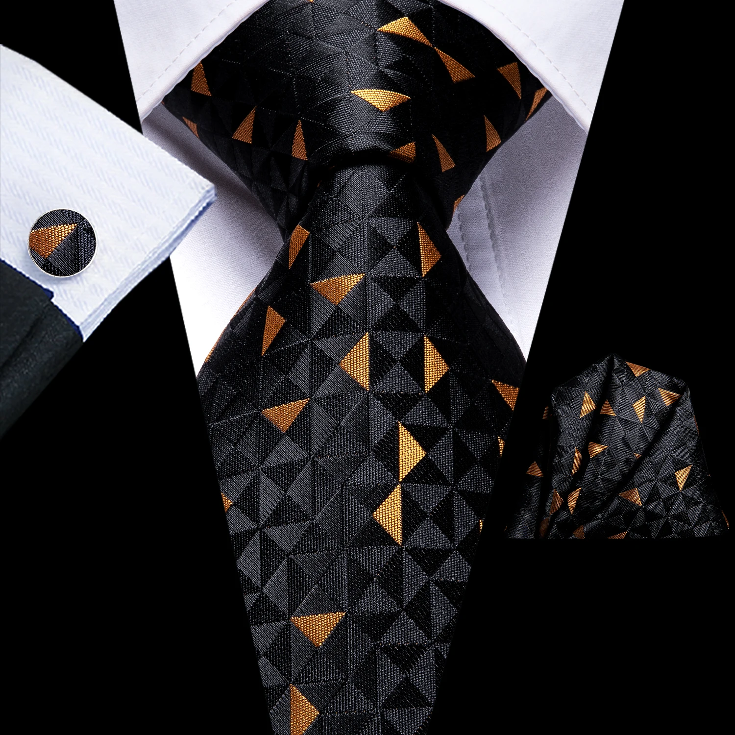 Галстук Hi-Tie черный, золотой, новинка, Шелковый Свадебный галстук для мужчин, набор запонок, модный дизайнерский подарок для мужчин, галстук для деловой вечеринки