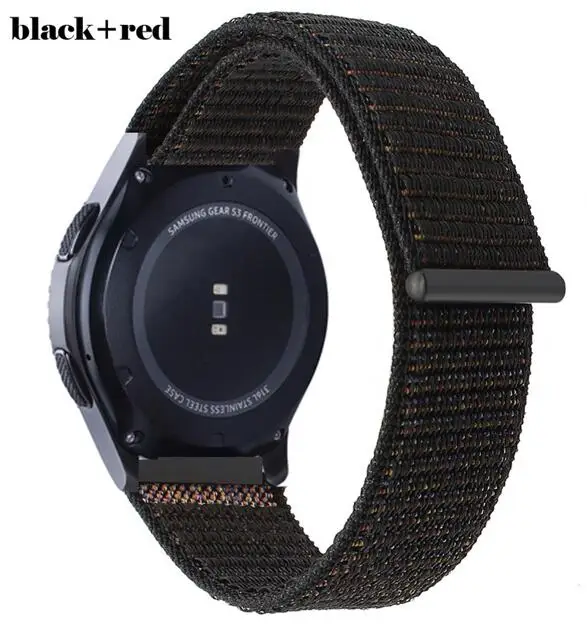 Нейлоновый ремешок 22 мм 20 мм для samsung gear s2 sport S3 Frontier Classic galaxy watch 42 мм 46 мм huami amazfit bip band huawei gt 2 - Цвет ремешка: black red