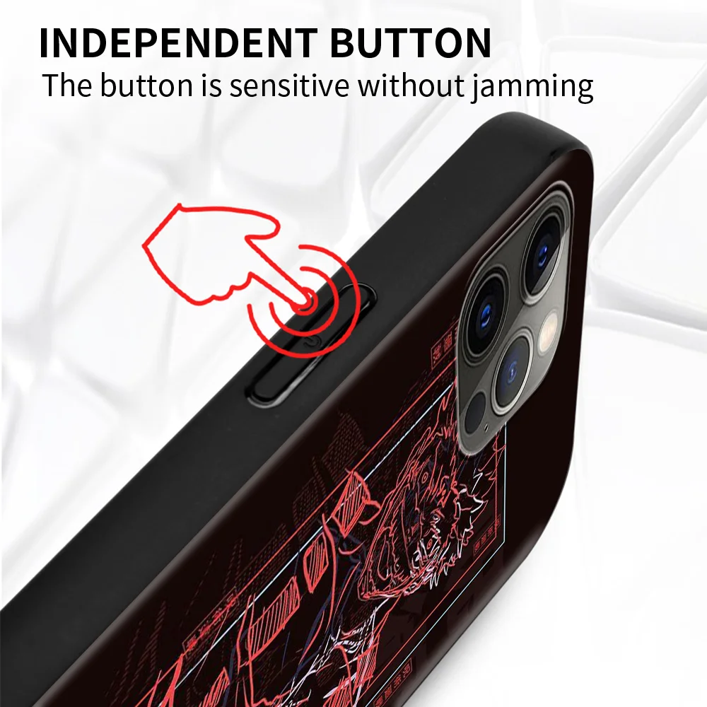 

Phone Case For iPhone 12 11 Pro X Xs Max XR 8 7 Plus Soft Cover Anime Jujutsu Kaisen Black Shell