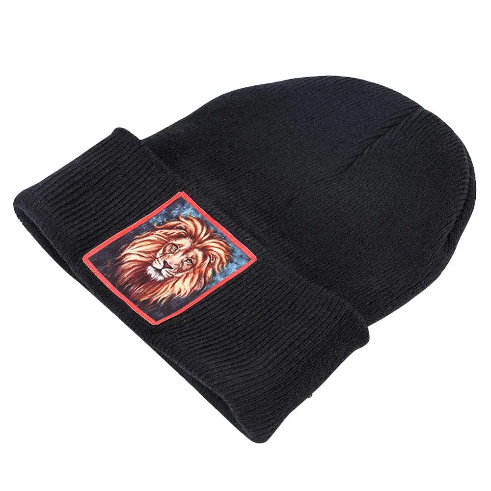 Солидный для мужчин и женщин Лев вязаная шапка с узором осенне-зимняя одежда из