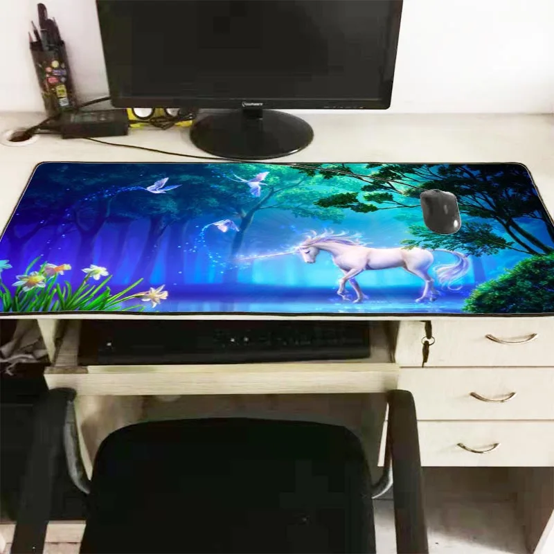 Игровой коврик для мыши XGZ Unicorns игровой с лошадиной в лесу геймерский Аниме