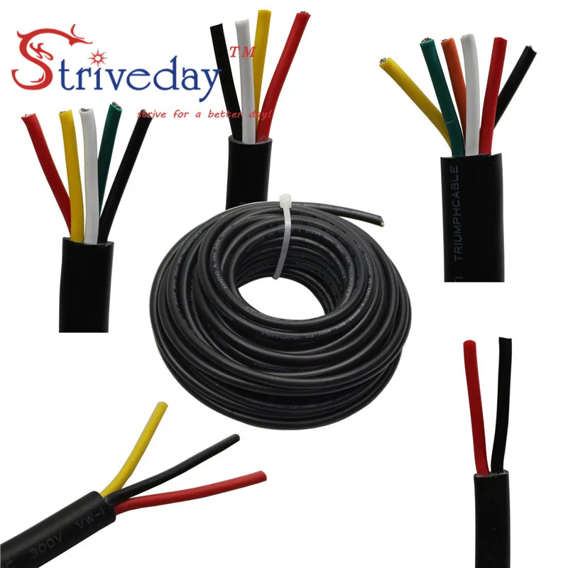 10 м/лот UL 2464 28AWG 2C/3C/4C/5C/6C многожильный ПВХ кабель оболочка луженый медный провод