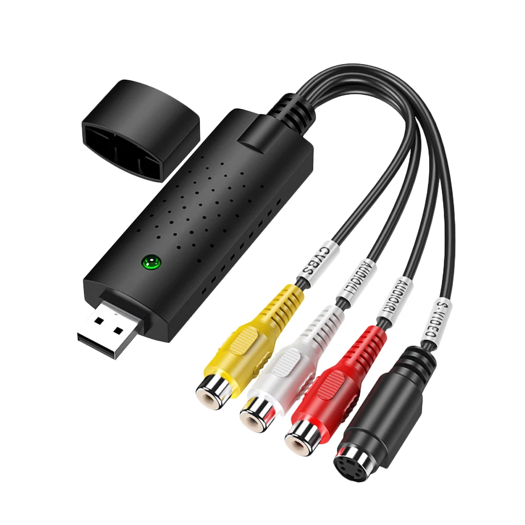 Black Easycap USB 2.0 Easy Cap Video TV DVD VHS DVR Capture Adapter Easier Device Support Win10 | Безопасность и защита