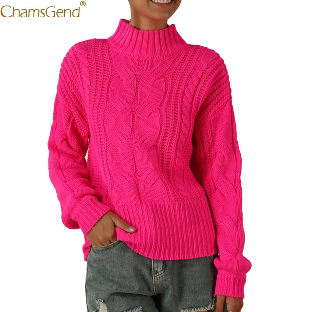 Толстый зимний женский свитер вязаные Джемперы для женщин Розовый пуловер