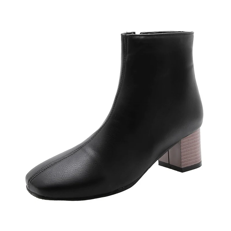 

Big Size 9 10 11-19 boots women shoes ankle boots for women ladies boots shoes woman winter Square head thick heel zipper