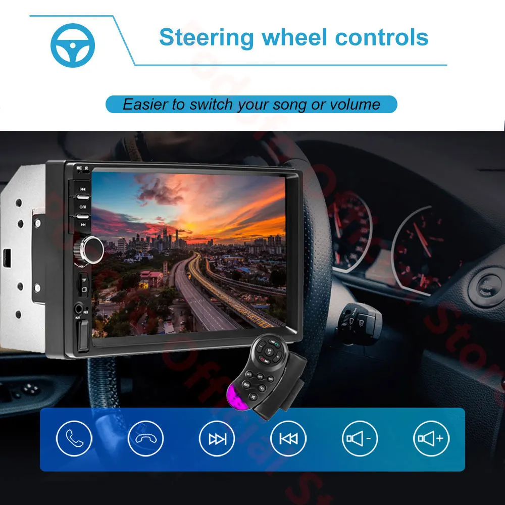 Podofo Авторадио " 2 Din сенсорный экран мультимедийный плеер Bluetooth зеркальная связь камера заднего вида 7018B FM MP5 плеер