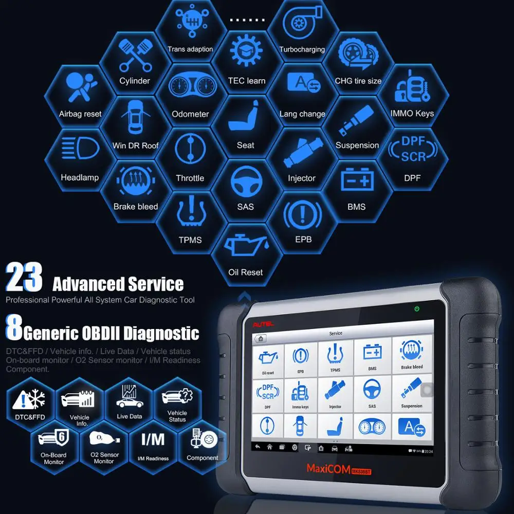 Autel MaxiCOM MK808BT OBD2 диагностика авто сканер диагностический инструмент