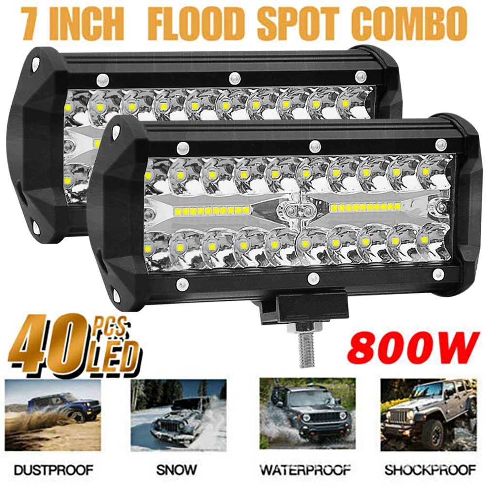 

2PCS 7 Inch 120W Combo Led Light Bars Spot Flood Beam 4x4 Spot 12V 24V 4WD Barra LED Headlight For Auto Boats SUV ATV iLight.