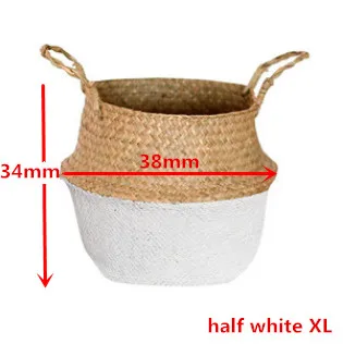 half white XL Бамбуковые корзины для хранения ручной работы, складные корзины для белья, плетеные корзины из ротанга, цветочные горшки, корзины для растений - Цвет: half white XL