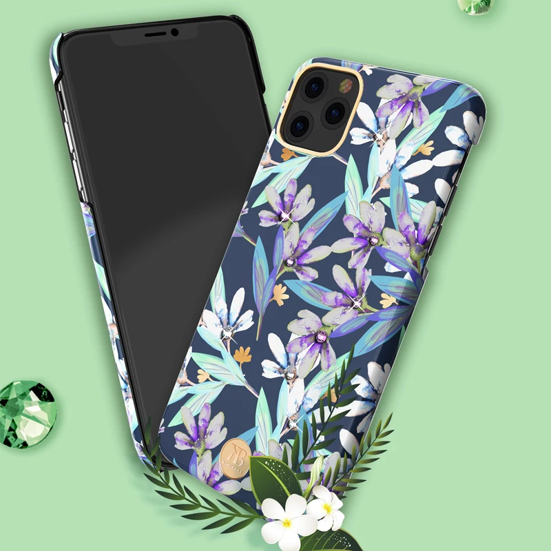 Kingxbar с украшениями в виде кристаллов и цветов Bling чехол Обложка для Apple iPhone 11 Pro Max с модными бриллиантами жесткий ударопрочный чехол-накладка чехол Для женщин леди