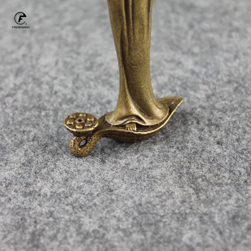 Античная Медь Статуя Гуаньинь Будды сандаловое дерево держатель для благовоний