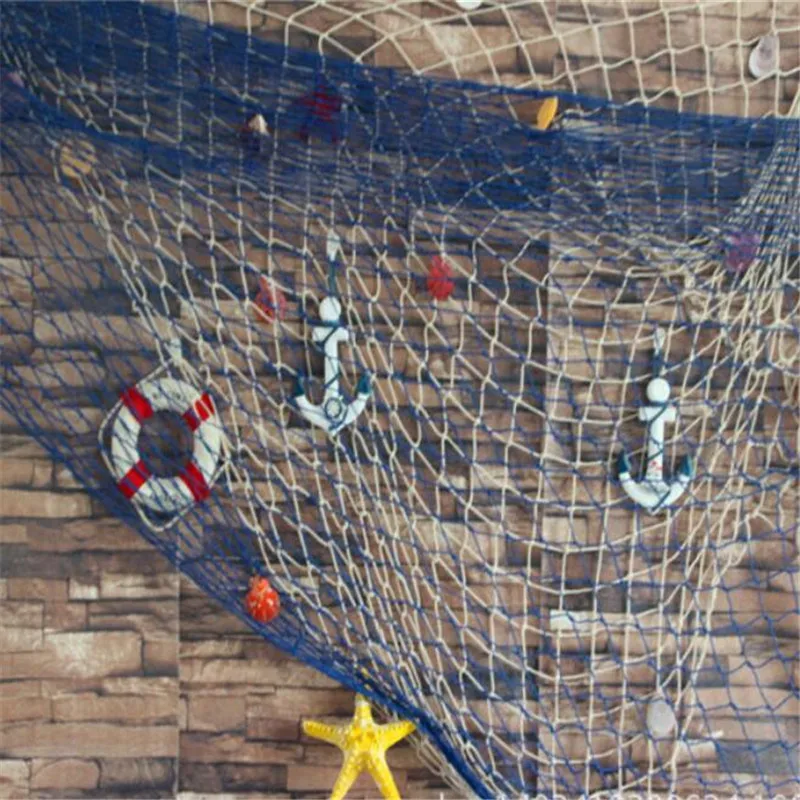 Red de pesca con concha de mar, estrella de mar colgante, decoración de pared del hogar, tema del Mar Mediterráneo, decoración del hogar