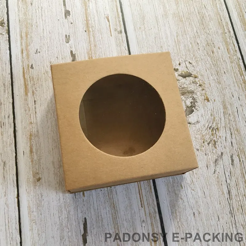 20 шт. коробка из крафт бумаги прозрачная оконная горка открытая для ювелирных