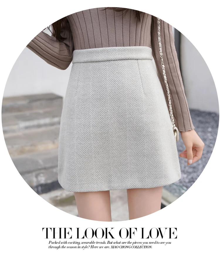 REALEFT New Arrival Autumn Winter Women Casual Mini Skirts High Waist Warm Woolen A-Line Sexy Short Skirts Female