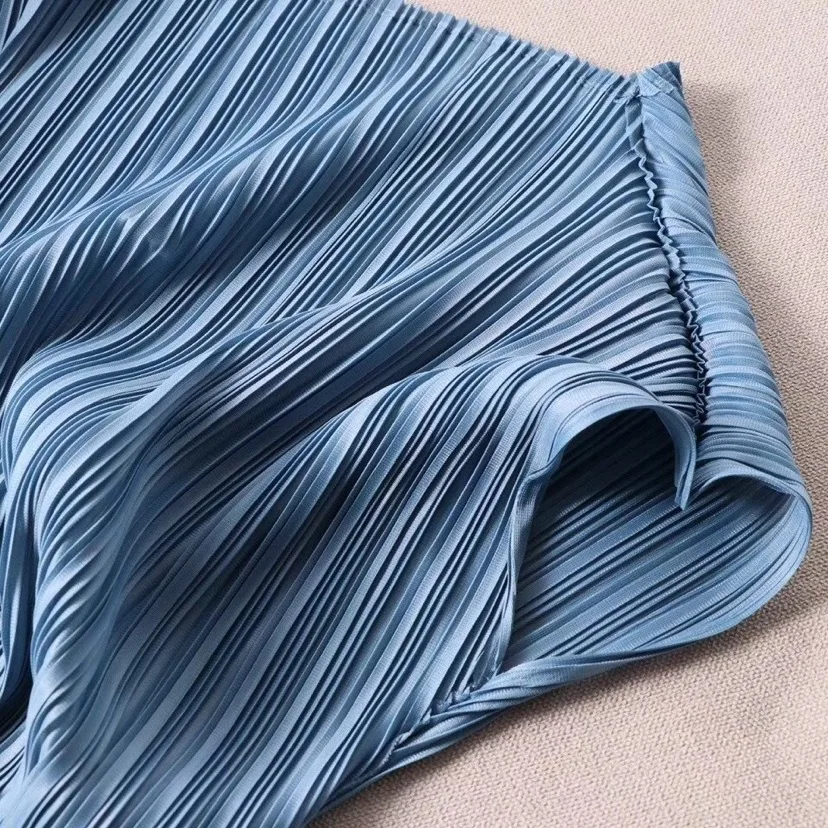 Женская плиссированная футболка Miyake летний свободный эластичный однотонный