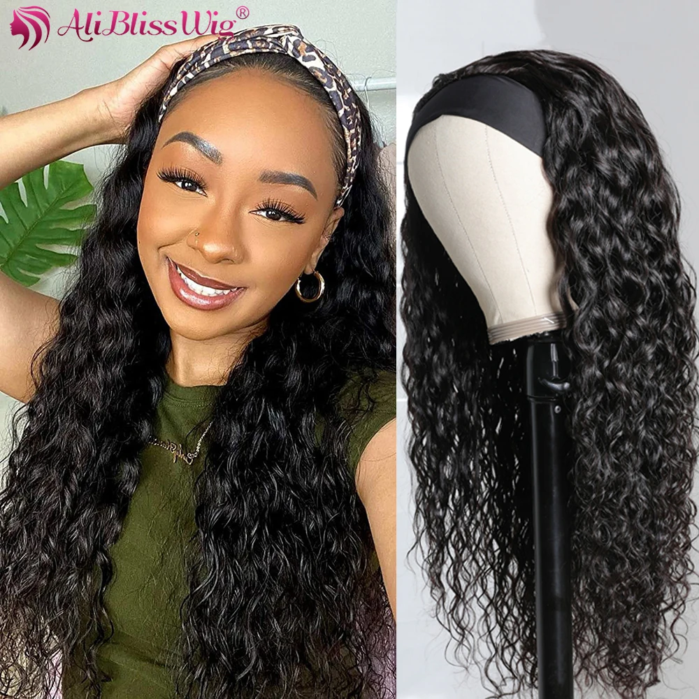 

AliBlissWig Curly Hedband Wig Human Hair Brazilian Kinky Curly Human Hair Headband Wigs for Black Women Scarf Natural Hair Wigs