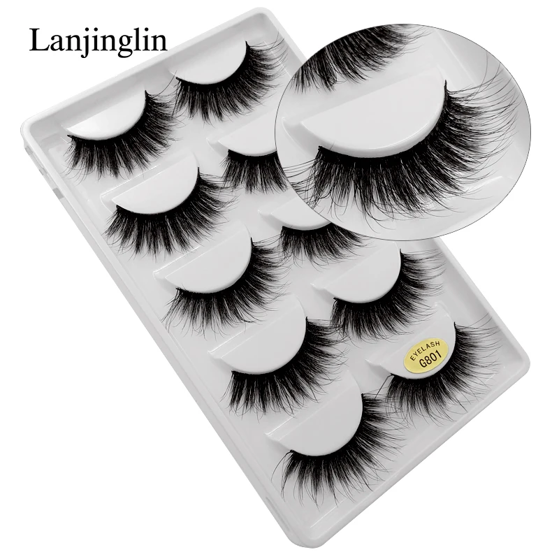 LANJINGLIN 10 коробок/лот норковые ресницы натуральные длинные накладные ресницы ручная работа Мягкие 3d норковые ресницы макияж Искусственные ресницы G808