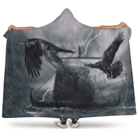 viking tattoo character hooded blanket adult colorful child sherpa fleece wearable blanket microfiber bedding style 3