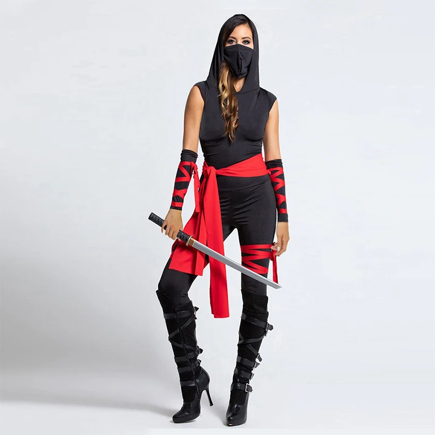 

Ninja Costumes Japan Samurai Cosplay Anime Halloween Costumes for Women Adult Superhero Warrior Jumpsuits Lady Carnival Dress