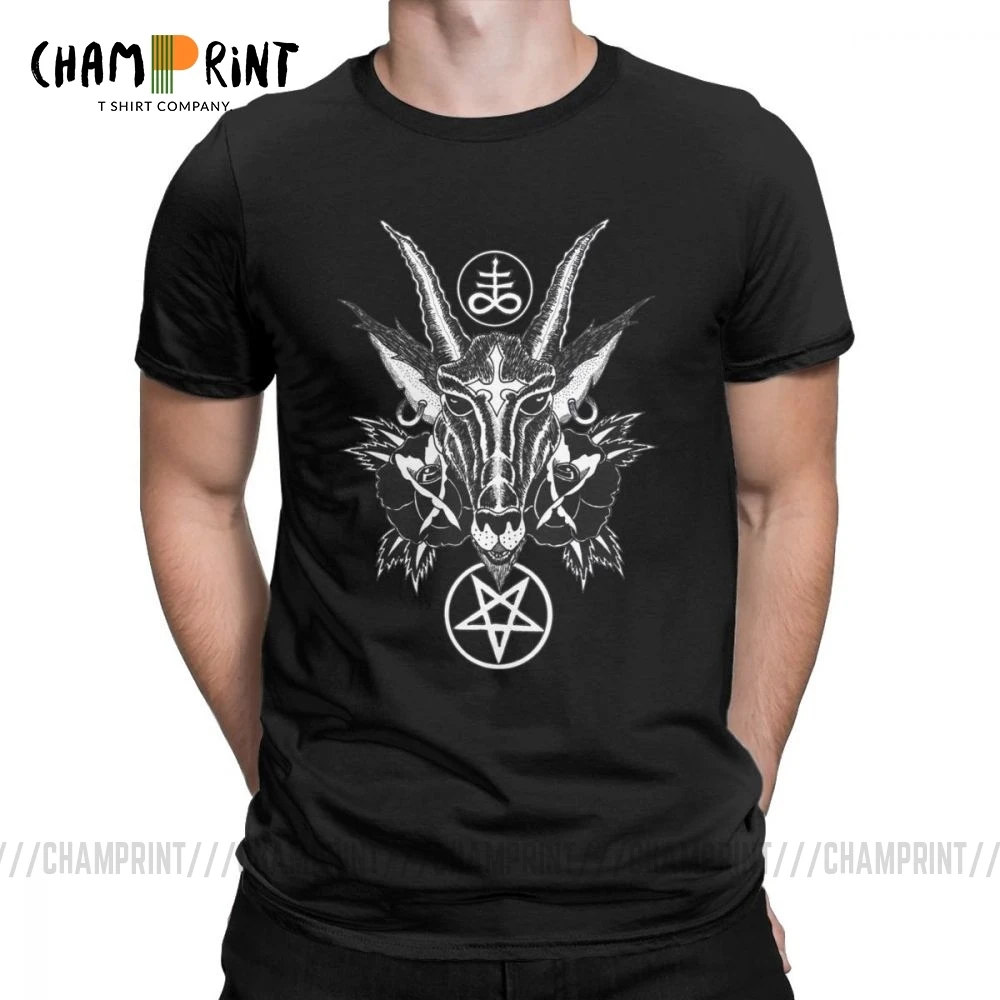 Мужские Винтажные хлопковые футболки Baphoment и satпараметры символов в стиле панк |
