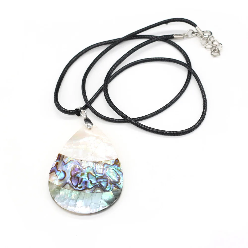 

Natural Shell Necklace Comfortable To Wear Length 60 cm Ergonomic Design Drop-Shaped Pendant for Women Charm Jewelry 38x52mm