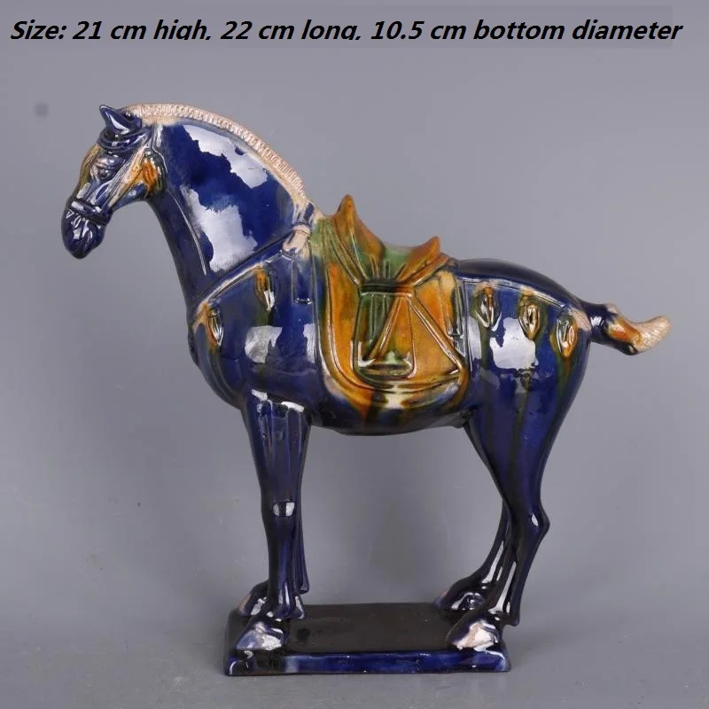 Tang Sancai Blue Glazed War Horse Ancient Porcelain Unearthed in Imitation Museum Antique Horse Decoration 6
