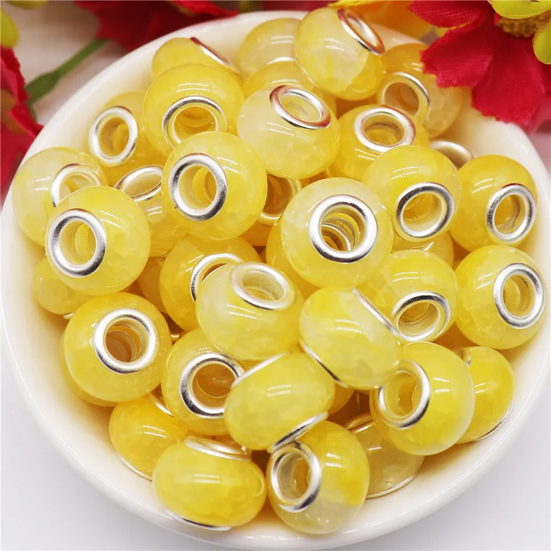 

10 Pcs Lovely Cute Color Resin Muranos European Beads 5mm Large Hole Rondelle Beads for Charms Bracelet Necklace Jewelry Making