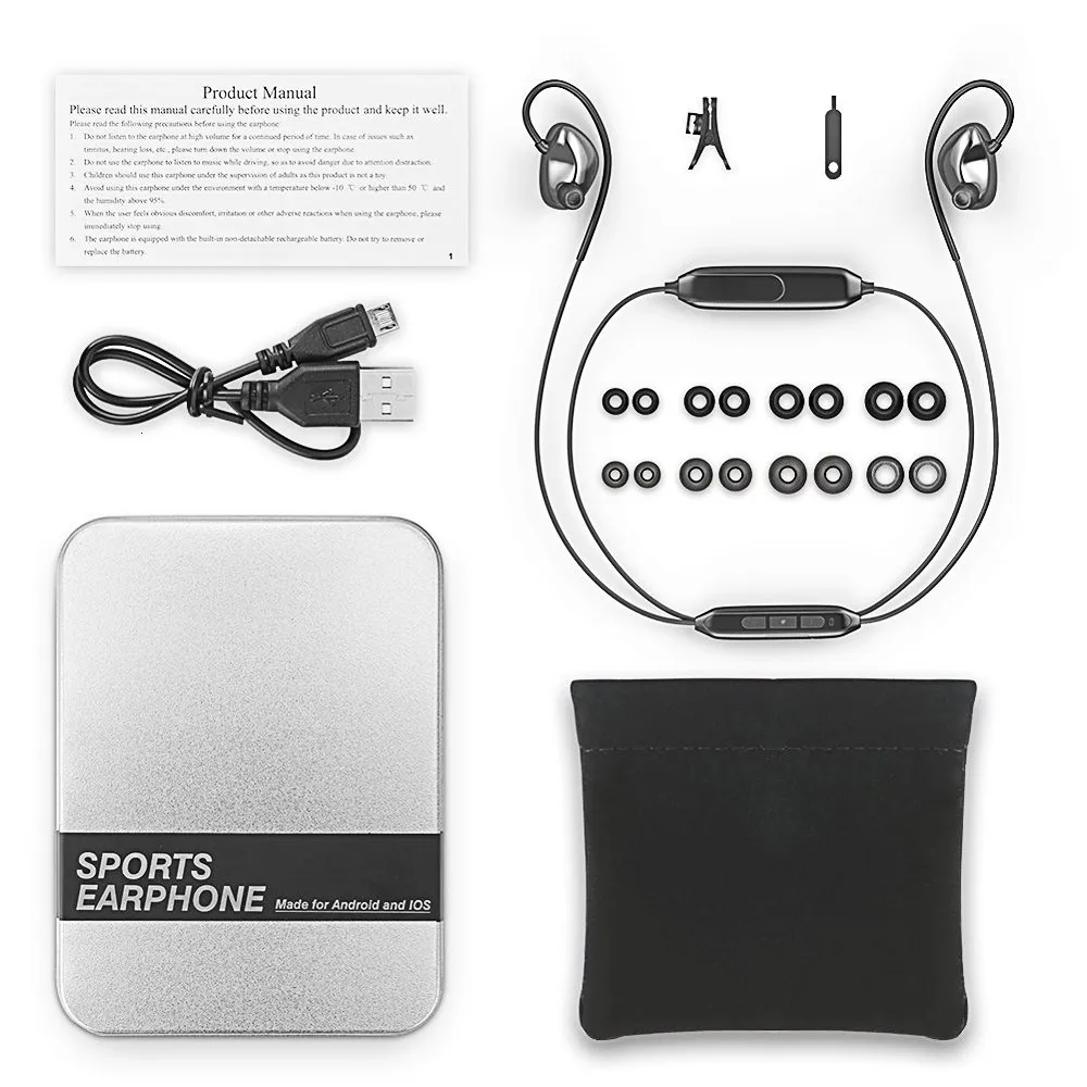 Bluetooth наушники с регулируемыми басами Беспроводные спортивные 4 2 микрофоном