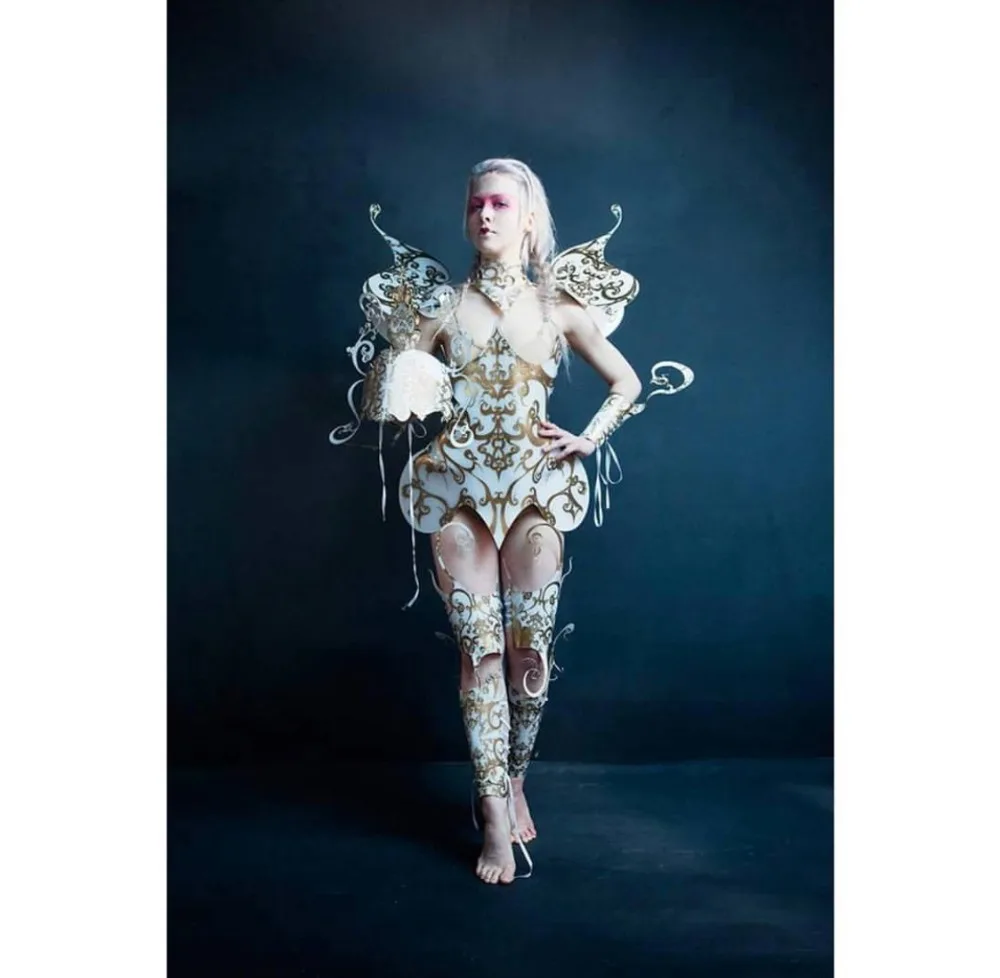 Подиумный Королевский женский костюм для ночного клуба в стиле ретро броневый