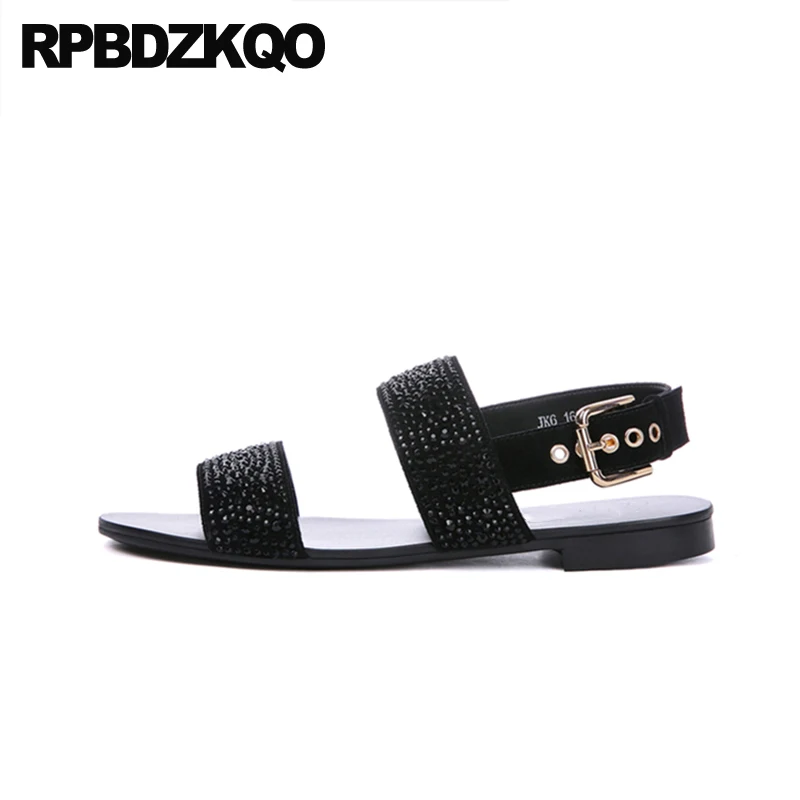 Сандалии стразы мужские из натуральной кожи босоножки гладиаторы летняя обувь с