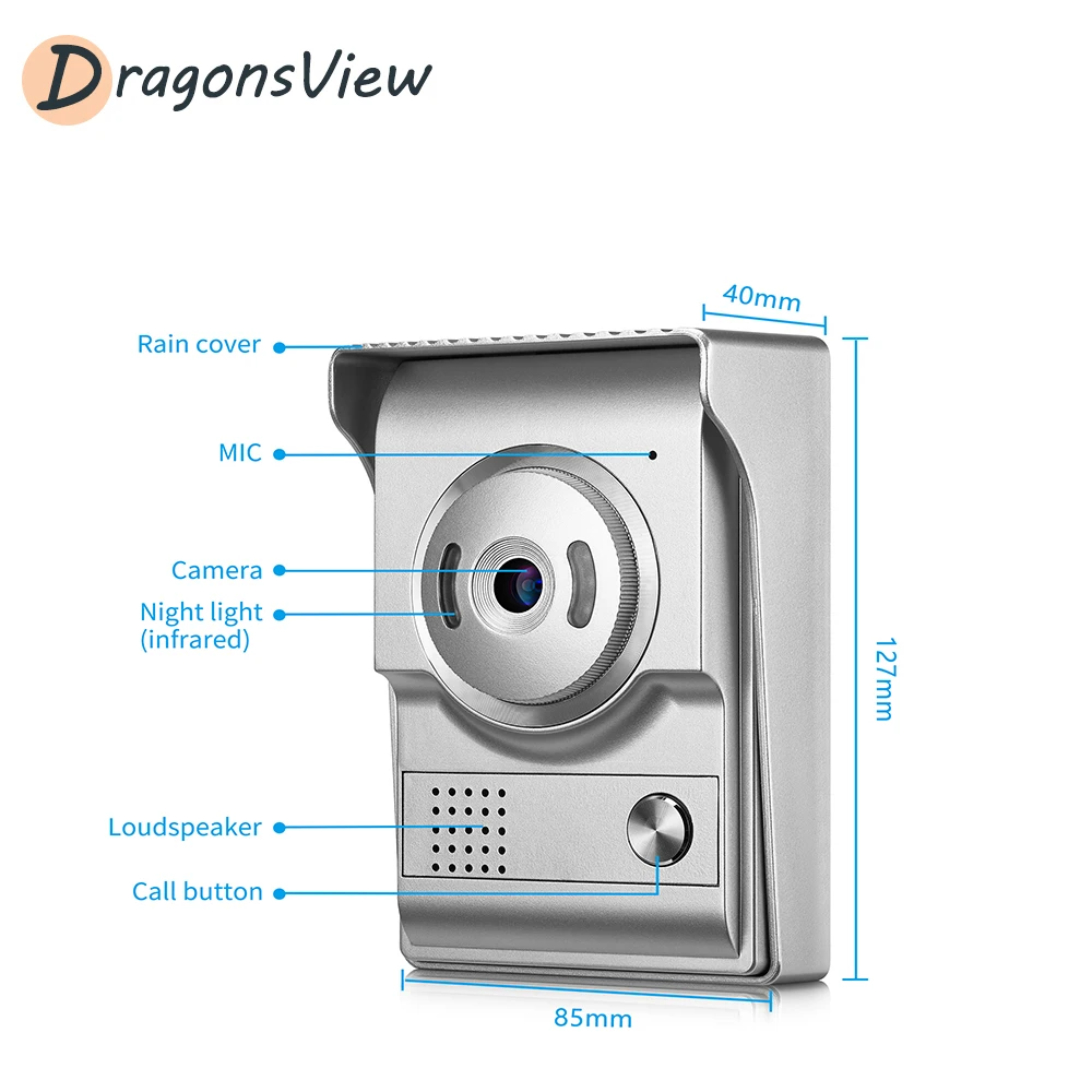 Система видеодомофона DragonsView 4 3 дюйма 2 монитора 1 камера для дома или
