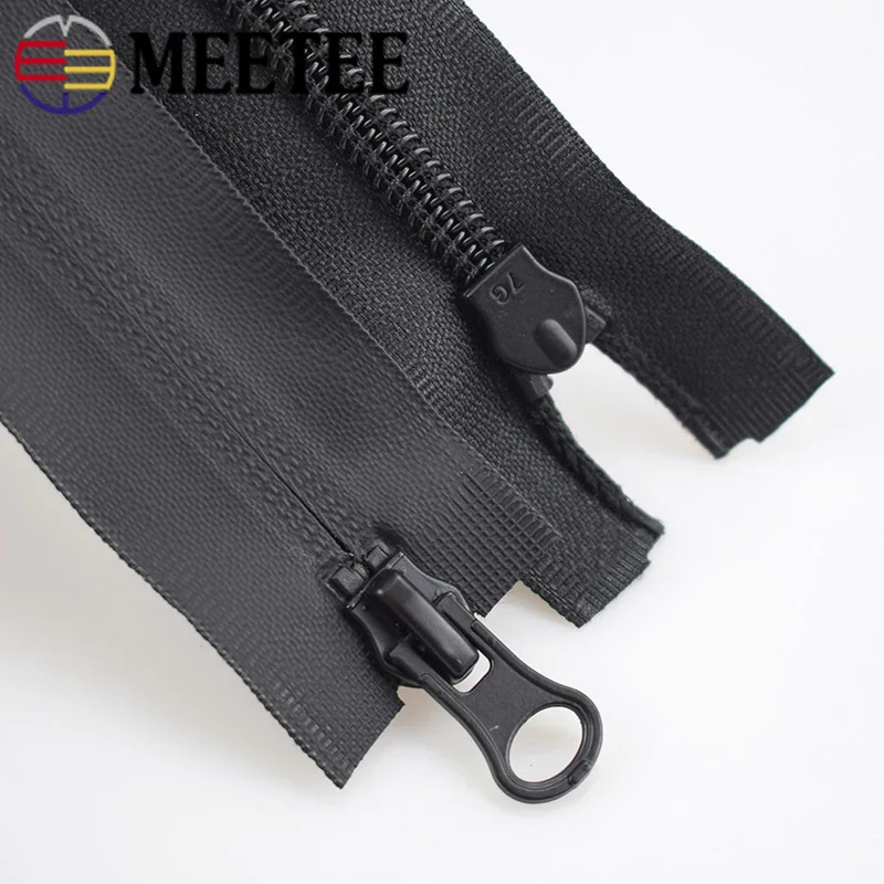 Meetee 4Pcs Black Nylon Waterproof Zippers Invisible Zip Singer/double Slider Open end for Jackets Sports Sewing DIY Crafts A1 2|Молнии| |
